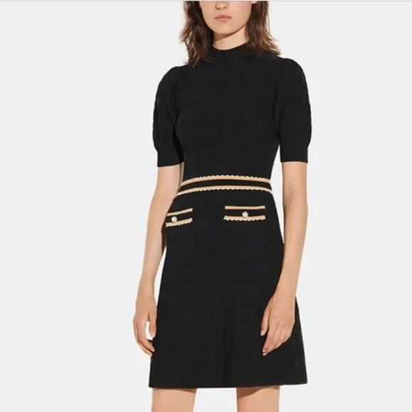 Sandro Black Knit Dress 2 /Medium / US 6 - Picture 2 of 14